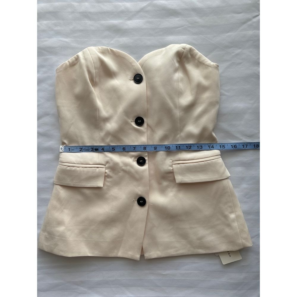 Commense Cream Strapless Corset Tube Top Button Front Vest Size S - Picture 6 of 15
